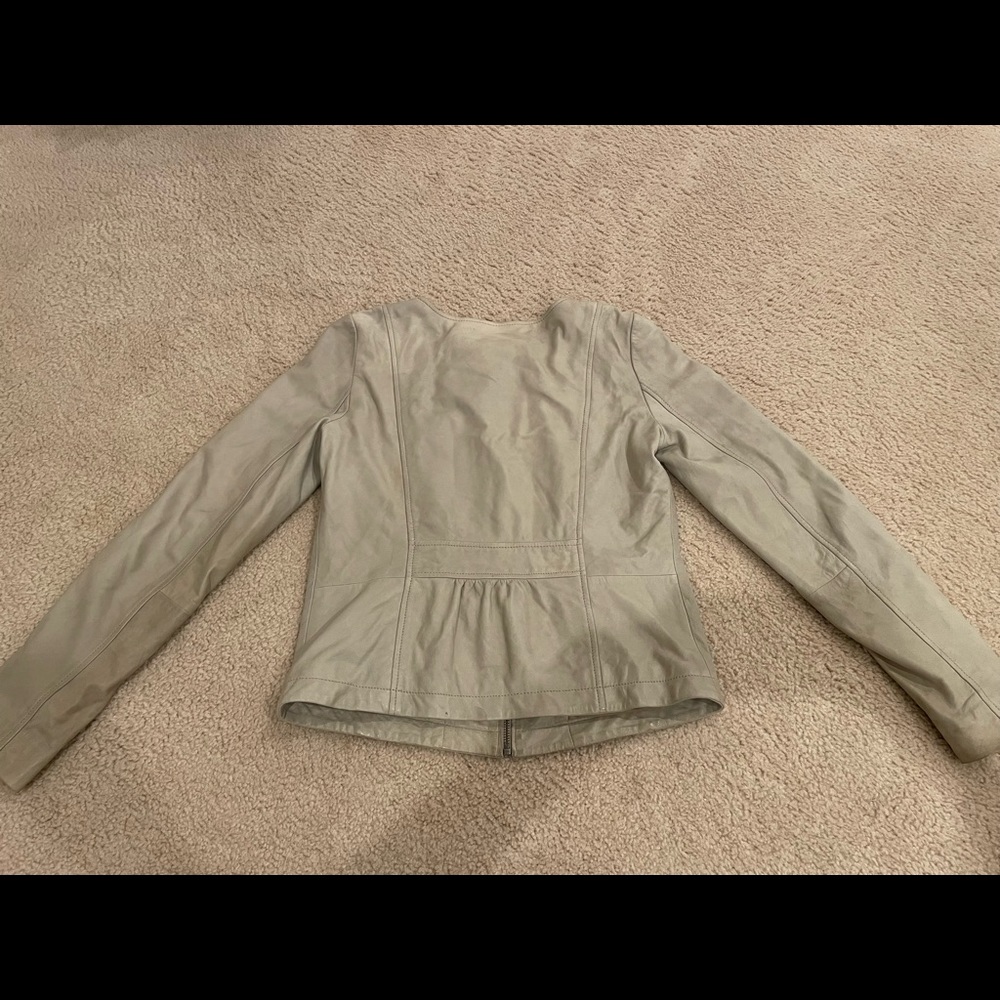Hinge Beige Soft Leather Fall Jacket, Size Medium… - image 7